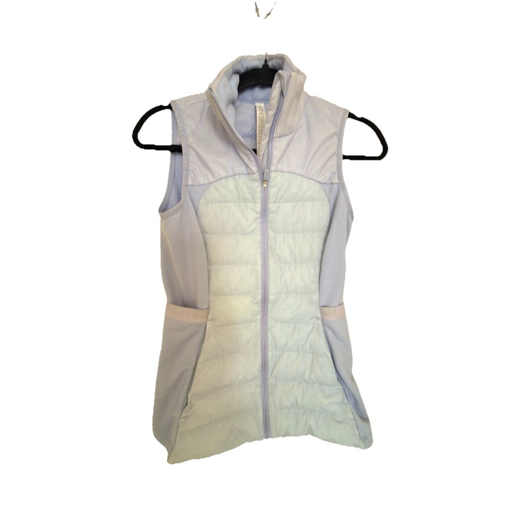 Lululemon Down For It All Vest Lilac Blue Quilted Puffer Full Zip  Jacket